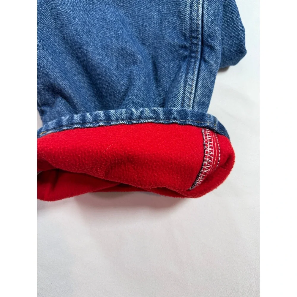Wrangler Rugged Wear Fleece Lined Jeans Mens 36x34 Blue Denim Red Lining 33213SW